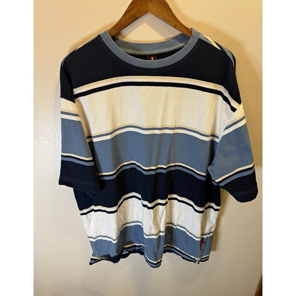 Levi's Men's XL Blue/White Striped Short Sleeve Cotton Knit T-Shirt Made in USA